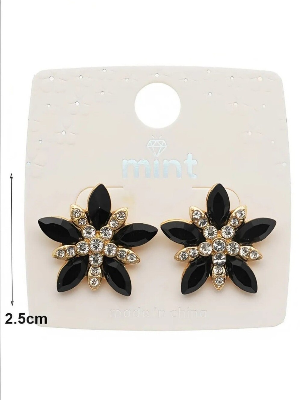 Mint Flower Crystal Stud Earrings - Choice Of 1 Pair